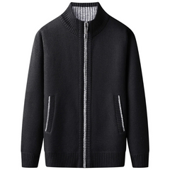 Herren eleganter Cardigan mit Reißverschluss | Strick in Schwarz