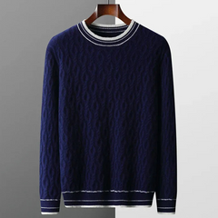 Herren eleganter Herbstpullover | Lang in Marineblau