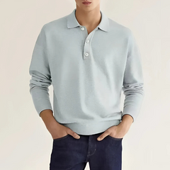 Herren eleganter Polopullover | Warmer in Hellgrau