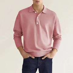 Herren eleganter Polopullover | Warmer in Rosa