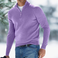 Alexander | Herren Feinstrick Pullover mit Viertelreißverschluss in Hellviolett