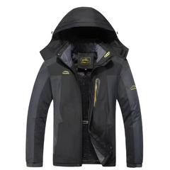 Herren Kapuzen-Outdoor-Winterjacke | Wasserdichte in Schwarz-Grau