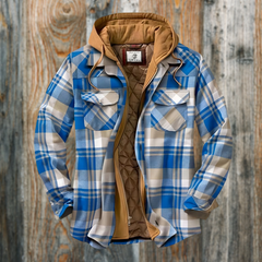 Herren kariert Kapuzenjacke | Winter in Blau