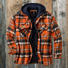 Herren kariert Kapuzenjacke | Winter in Orange
