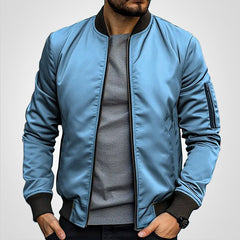 Niklas | Herren Klassische Bomber Jacket Übergangsjacke mit Rippbündchen in Blau