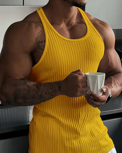 Herren klassisches geripptes Tanktop | Sport in Gelb