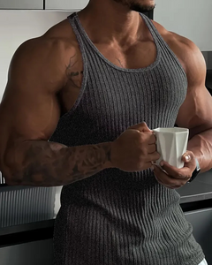 Herren klassisches geripptes Tanktop | Sport in Grau