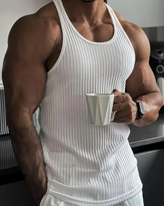 Herren klassisches geripptes Tanktop | Sport in Weiß