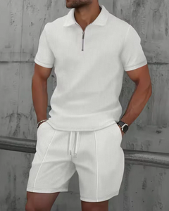 Herren lässiges Poloshirt- und Shorts-Set | kurzer hose in Weiß