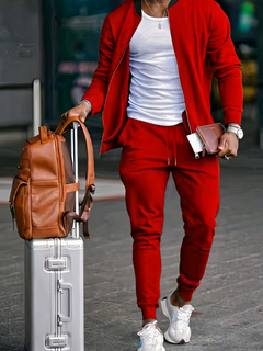 Herren lässiges Zweiteiler-Set | Sportliche in Rot