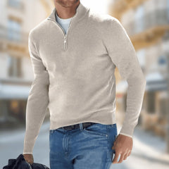 Felix | Herren Leichter Quarter-Zip Strickpullover in Beige