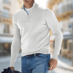 Felix | Herren Leichter Quarter-Zip Strickpullover in Weiß