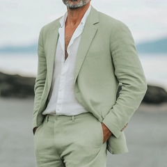 Herren leichtes Sommer-Set aus Blazer und Hose | Moderner in Salbei grün