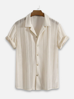 Herren luftiges Strandhemd | Kurzarm in Beige