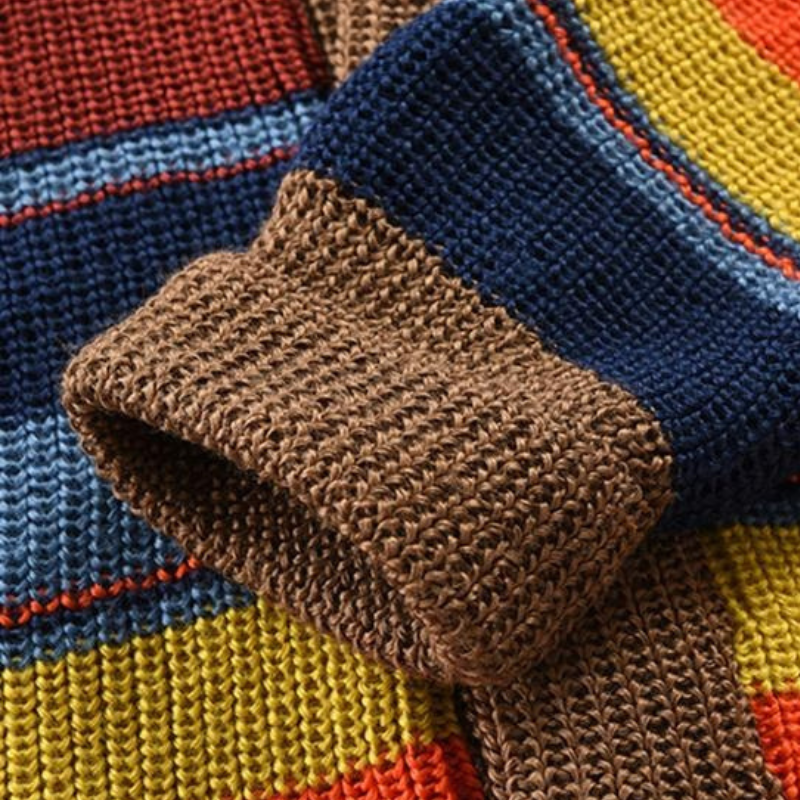 Herren mehrfarbig gestreift Strickjacke | Gestrickt