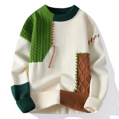 Herren stylischer Patchwork-Pullover | Warmer