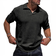 Herren-Polohemd aus Luxusstrick - Ruben in Schwarz