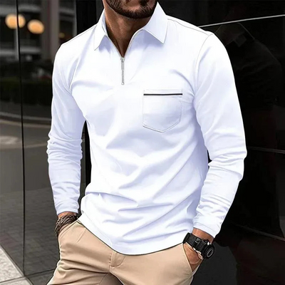 Herren Poloshirt mit Reißverschluss | Langarm