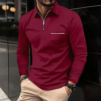 Herren Poloshirt mit Reißverschluss | Langarm
