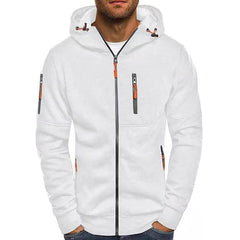 Simon | Herren Kapuzenpullover Strick mit Reißverschluss und Kordelzug in Weiß