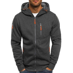 Simon | Herren Reißverschluss Kapuzenpullover Knit Sweater mit Kordelzug in Dunkelgrau