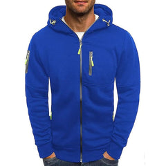 Simon | Herren Reißverschluss Kapuzenpullover Knit Sweater mit Kordelzug in Blau