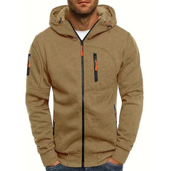 Simon | Herren Reißverschluss Kapuzenpullover Knit Sweater mit Kordelzug in Khaki