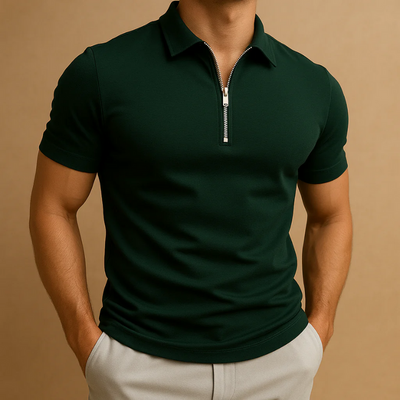 Herren sportliches Poloshirt mit Reißverschluss | Kurzarm