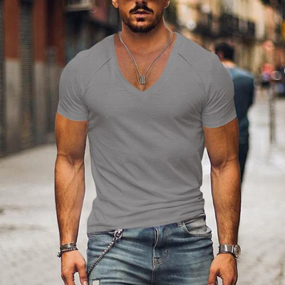 Herren sportliches T-Shirt mit V-Ausschnitt | Kurzarm