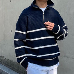 Warmer Herren-Strickpullover im Casual-Stil - Ramiro in Marineblau