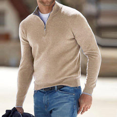 Dominik | Herren Strickpullover mit Halbem Reißverschluss in Beige