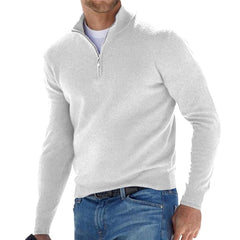 Dominik | Herren Strickpullover mit Halbem Reißverschluss in Weiß