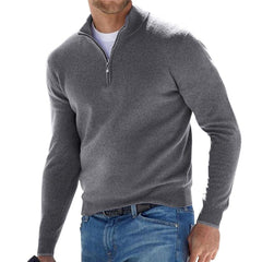 Dominik | Herren Strickpullover mit Halbem Reißverschluss in Grau