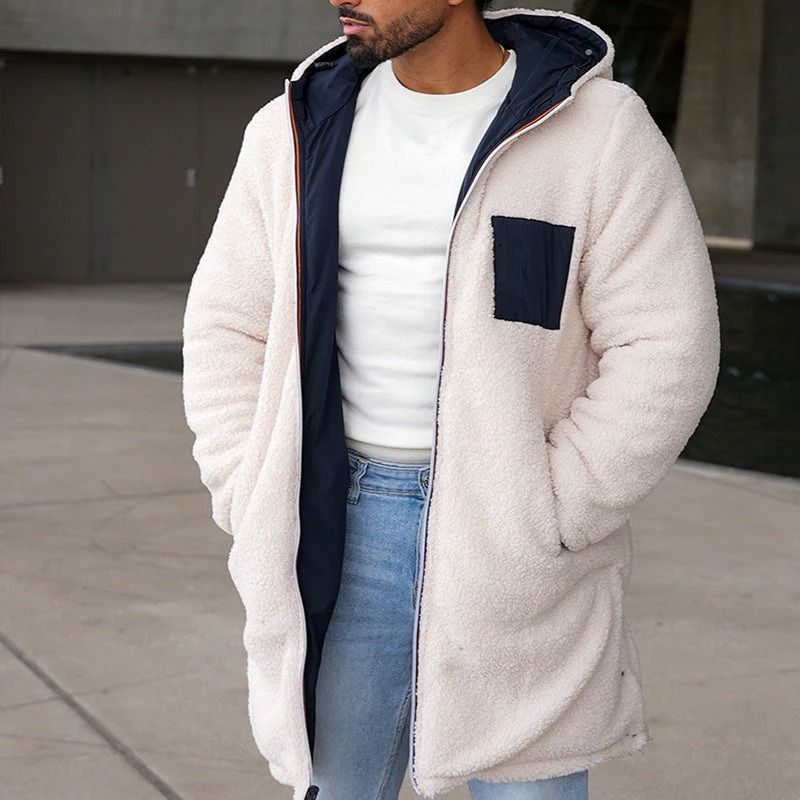 Herren trendige Wendejacke mit Kapuze | Warme