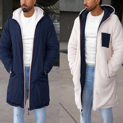Herren trendige Wendejacke mit Kapuze | Warme