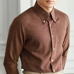 Herren Vintage-Businesshemd | Langarm in Kaffee