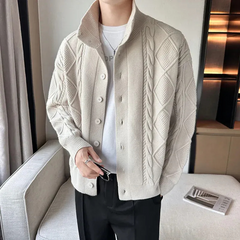 Herren warmer gemütlicher Cardigan | Strick in Beige