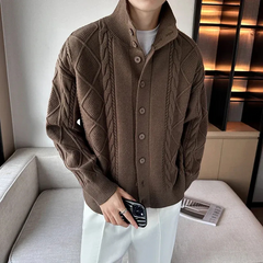 Herren warmer gemütlicher Cardigan | Strick in Kaffee