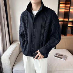 Herren warmer gemütlicher Cardigan | Strick in Marineblau