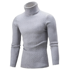 Herren warmer Strickpullover | Rollkragen in Hellgrau