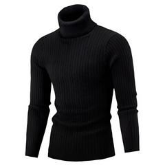 Herren warmer Strickpullover | Rollkragen in Schwarz