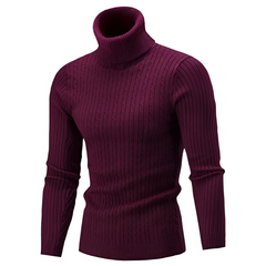 Herren warmer Strickpullover | Rollkragen in Weinrot