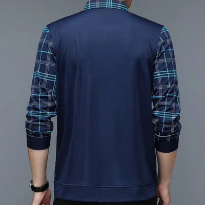 Herren warmes kariertes Poloshirt | Lang