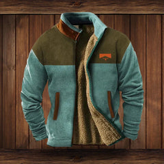 Niklas | Herren Western-Cardigan Fleece gefüttert mit Azteken-Aufdruck in Blau