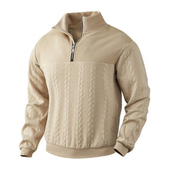 Andreas | Herren Zopfstrick Pullover mit Reißverschluss in Beige