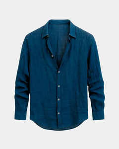 Herrenhemd lässig elegant | Langarm in Marineblau