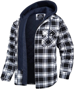 Herrenjacke mit Kapuze und Karomuster | Winter in Schwarz/Weiß