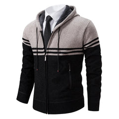 Minimalistisch Bequeme warme Strickjacke - Magnus in Grau (Mit Kapuze)