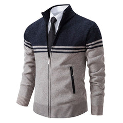 Minimalistisch Bequeme warme Strickjacke - Magnus in Marineblau