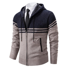 Minimalistisch Bequeme warme Strickjacke - Magnus in Marineblau (Mit Kapuze)